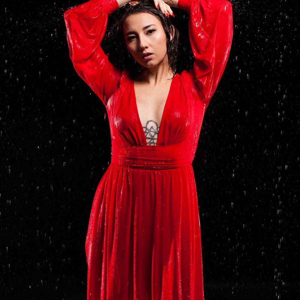 Small red sheer dress